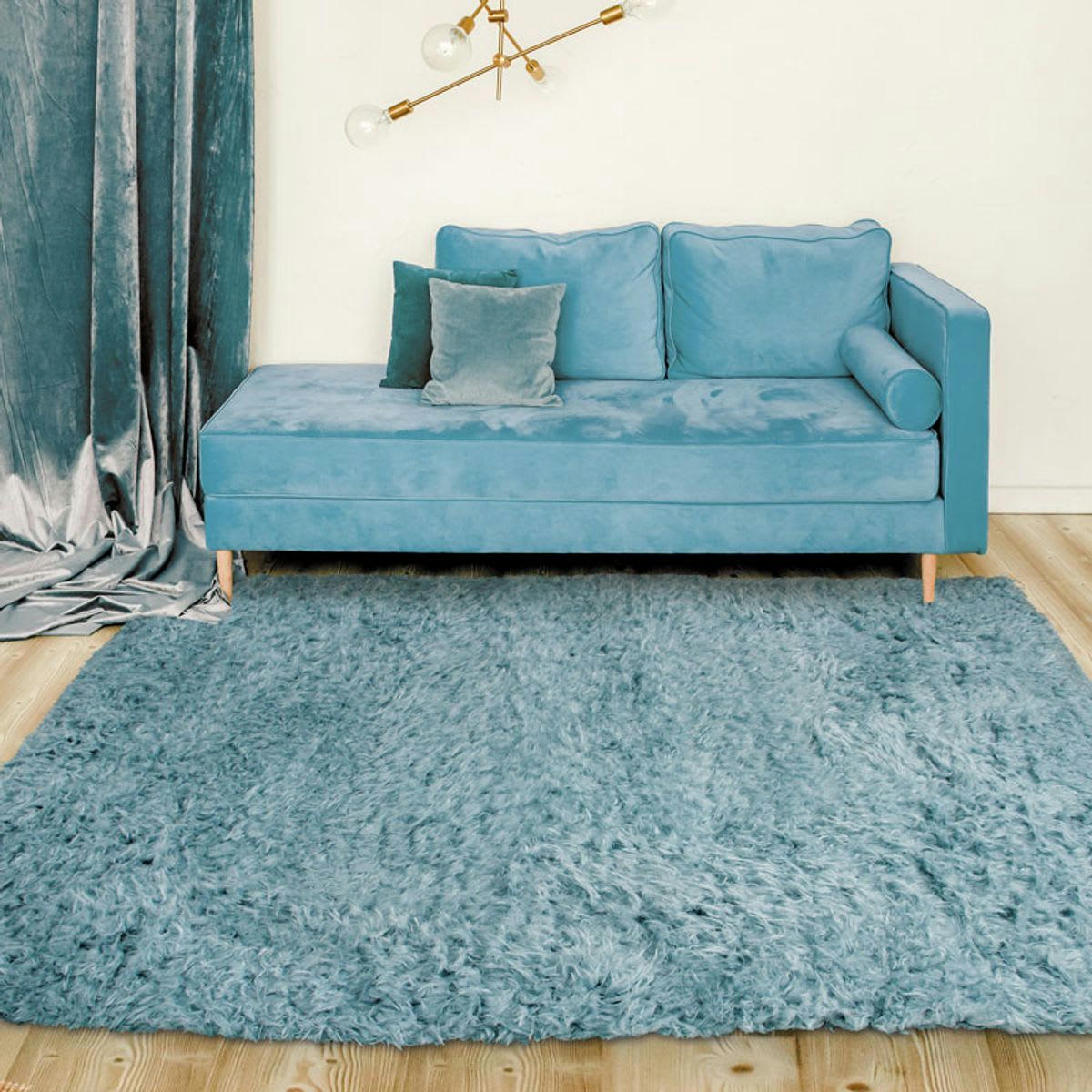 AUTHENTIK - Tapis tout doux fausse fourrure bleu clair 120x170
