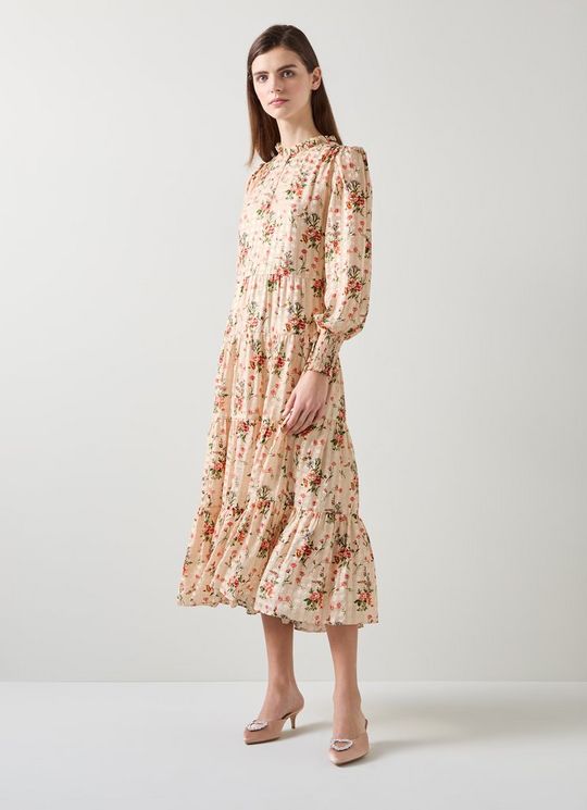 Flora Wildflower Metallic Print Dress