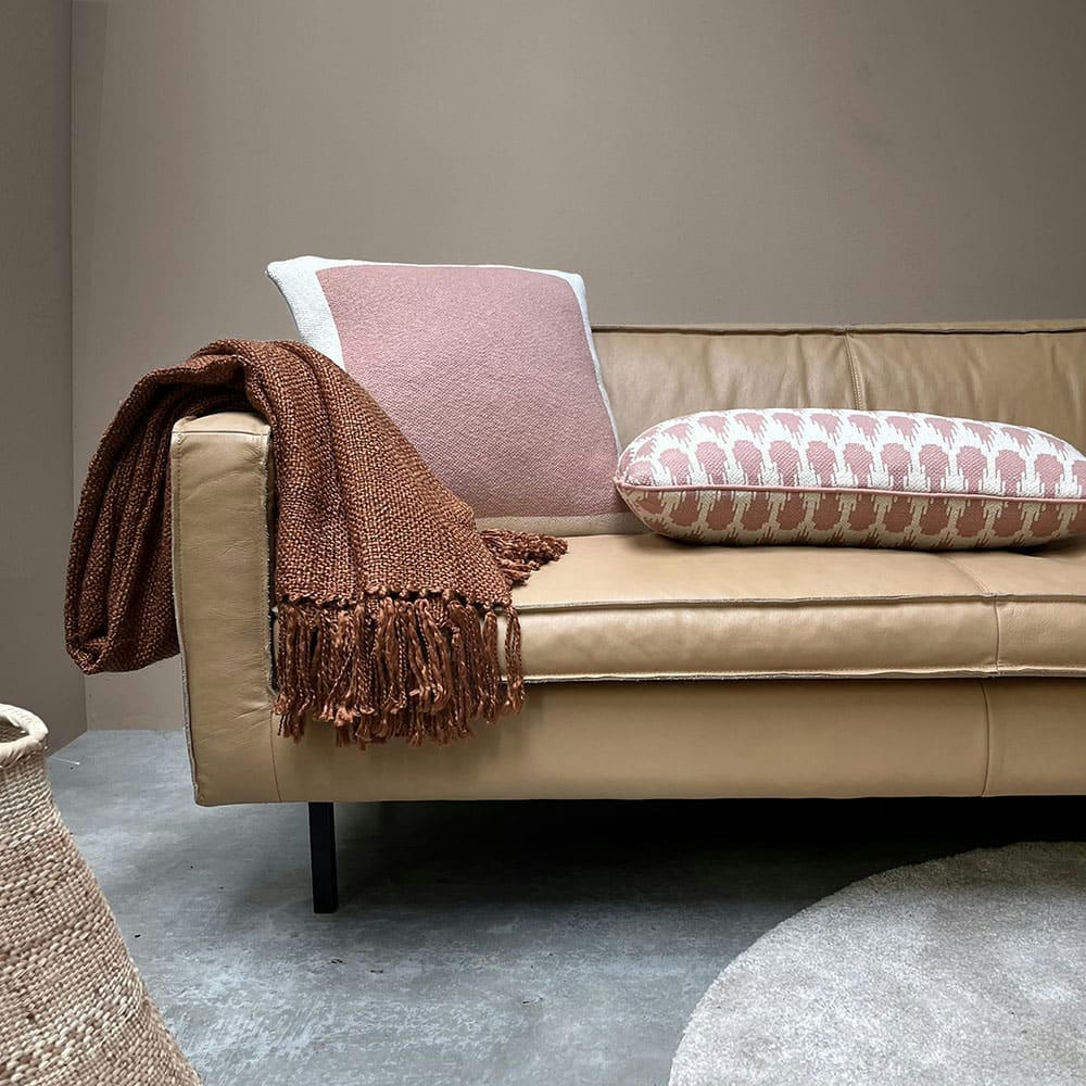 TRICOTÉ - Coussin poster tricot uni rose 50x50