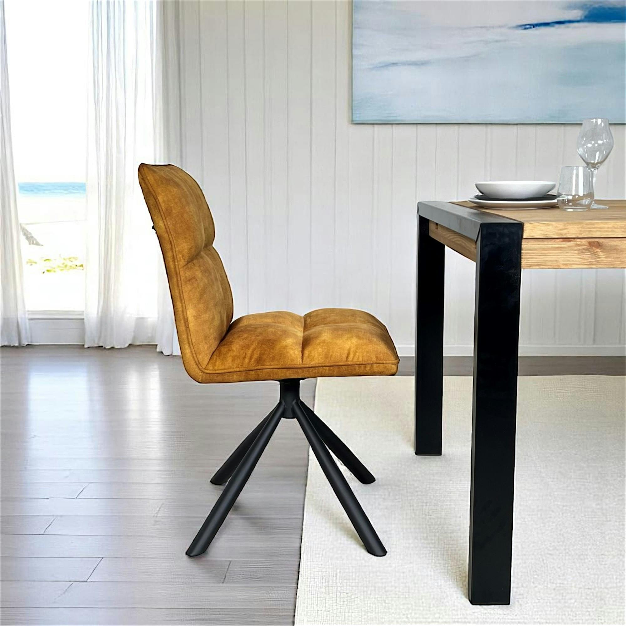 Chaise rotative tissu moutarde (lot de 2) IENA