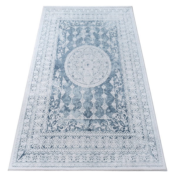 Dywan AKRYL VALENCIA 2328 ORNAMENT niebieski / kość słoniowa 80x150 cm