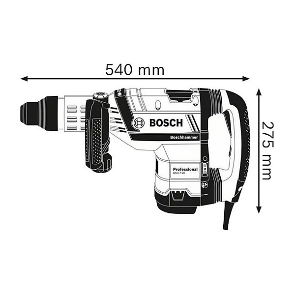 Marteau piqueur SDS Max 1500W GSH7 VC 13J en coffret standard - BOSCH - 0611322000
