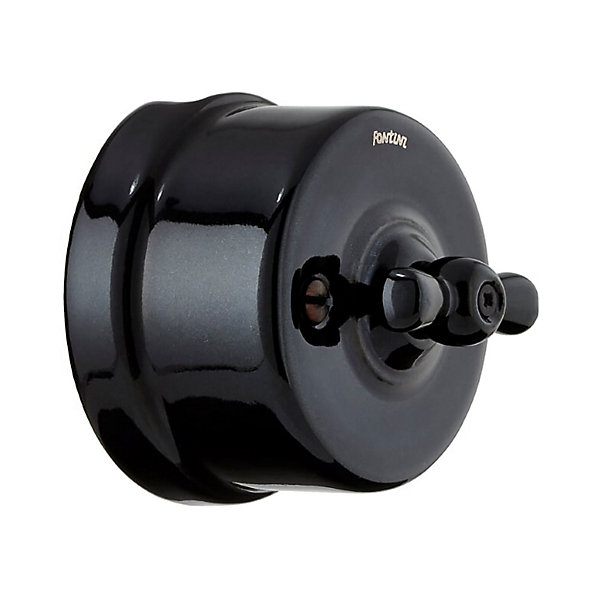 Interrupteur va-et-vient Fontini Garby Porcelaine noire, manette noire en saillie
