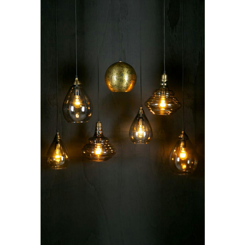 PURE - Suspension en laiton et verre vintage marron