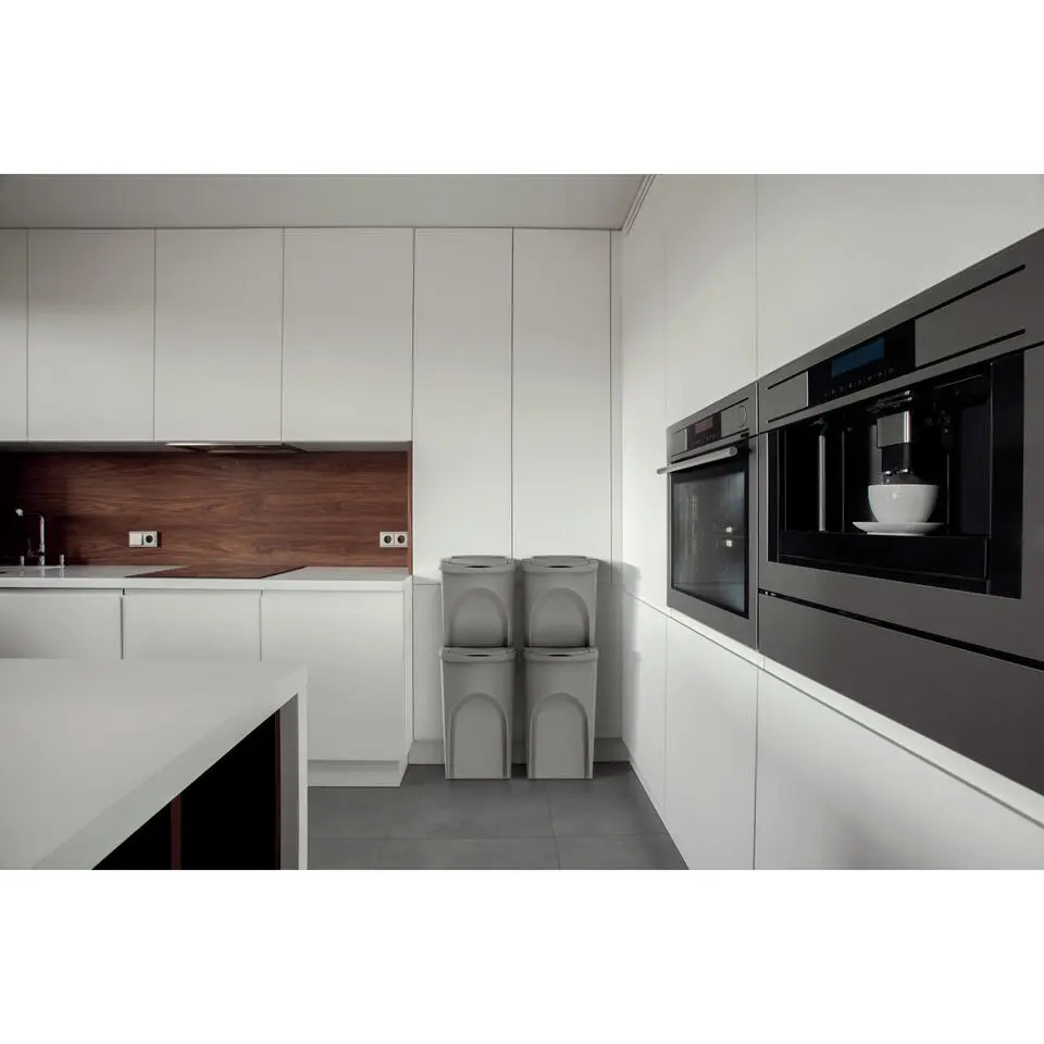 Keden Sorteer afvalbak/emmer - steengrijs - 25L - 24 x 40 x 37 cm