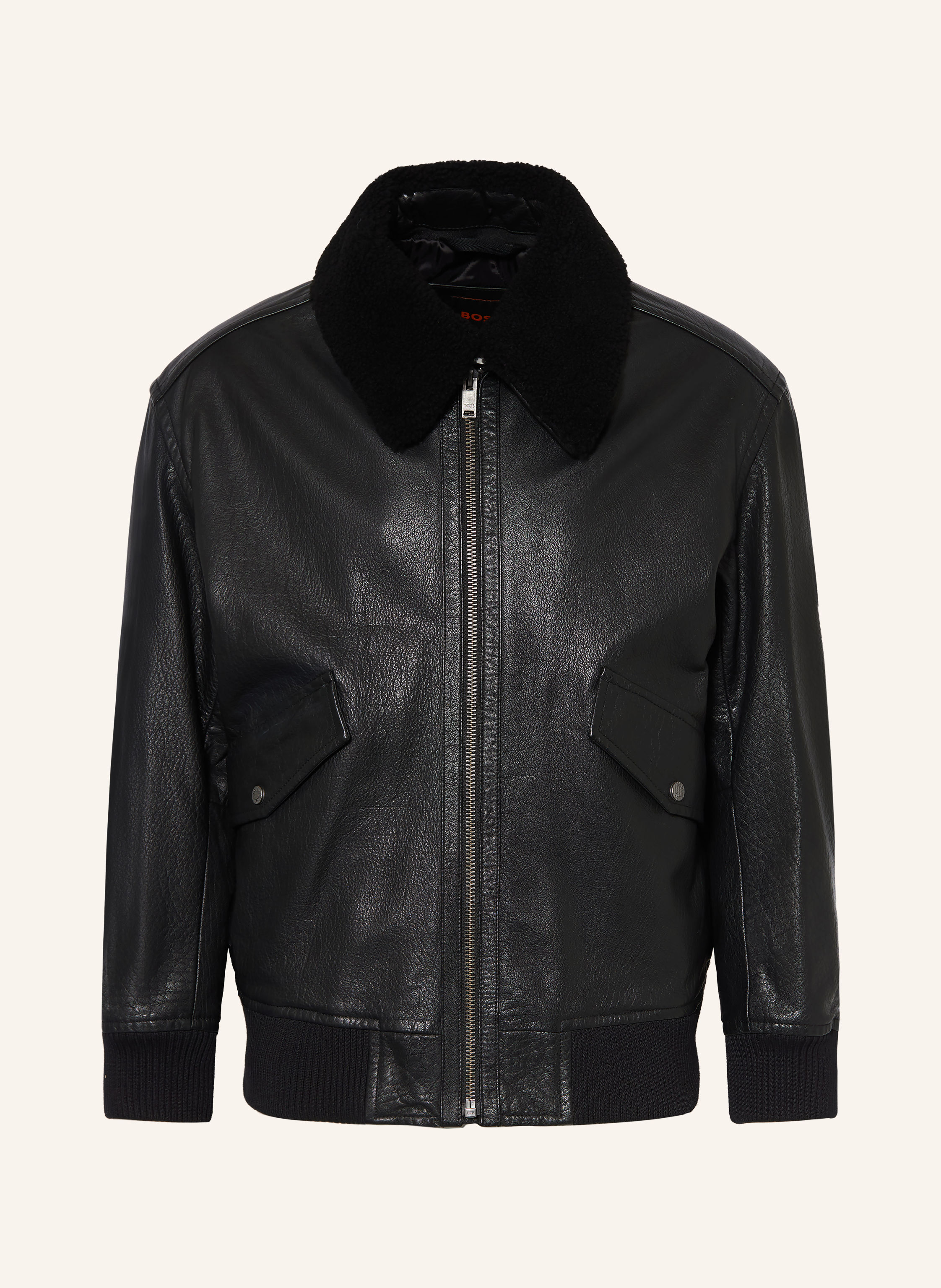BOSS Lederjacke JOPEAK mit abnehmbarem Kragen