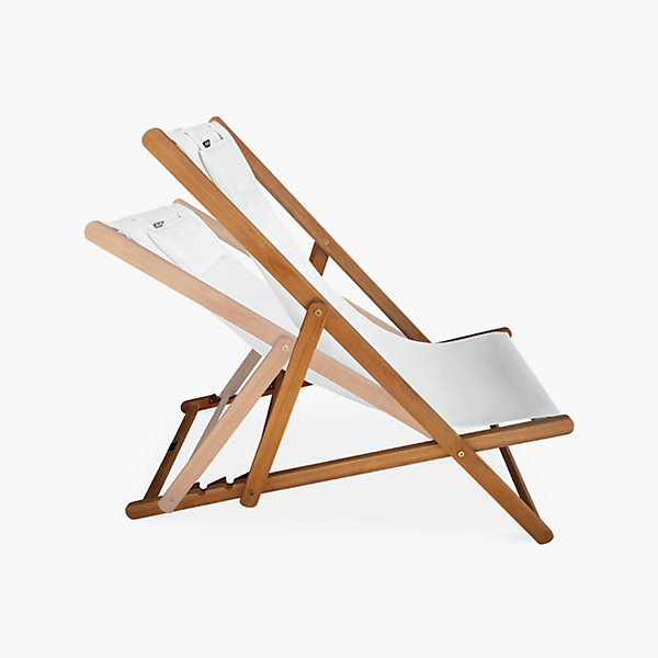 Chiliennes bois - Creus - 2 transats en bois d'Eucalyptus huilé avec coussin repose-tête blanc
