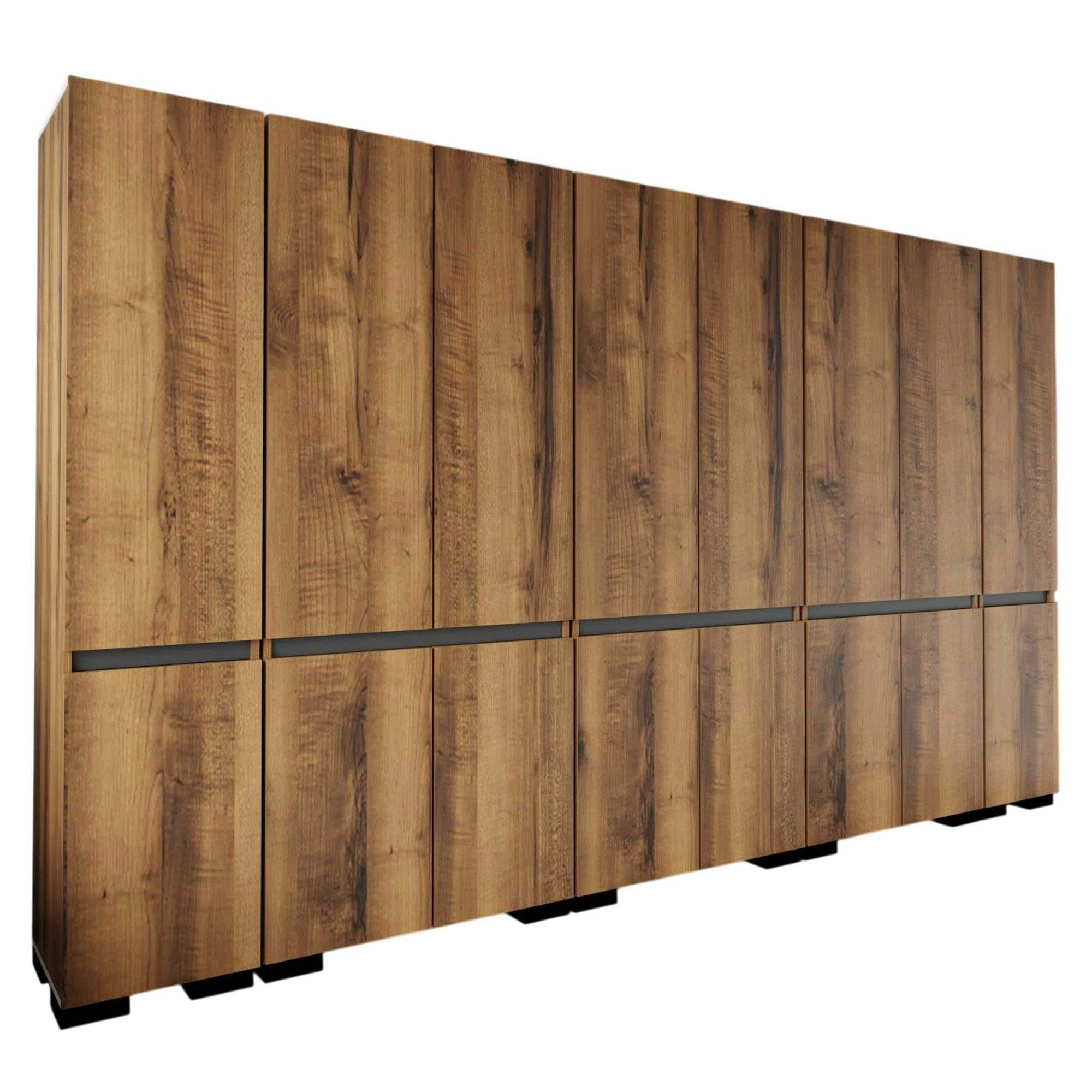 Dressing 16 portes décor noyer et anthracite 360 cm BYRON