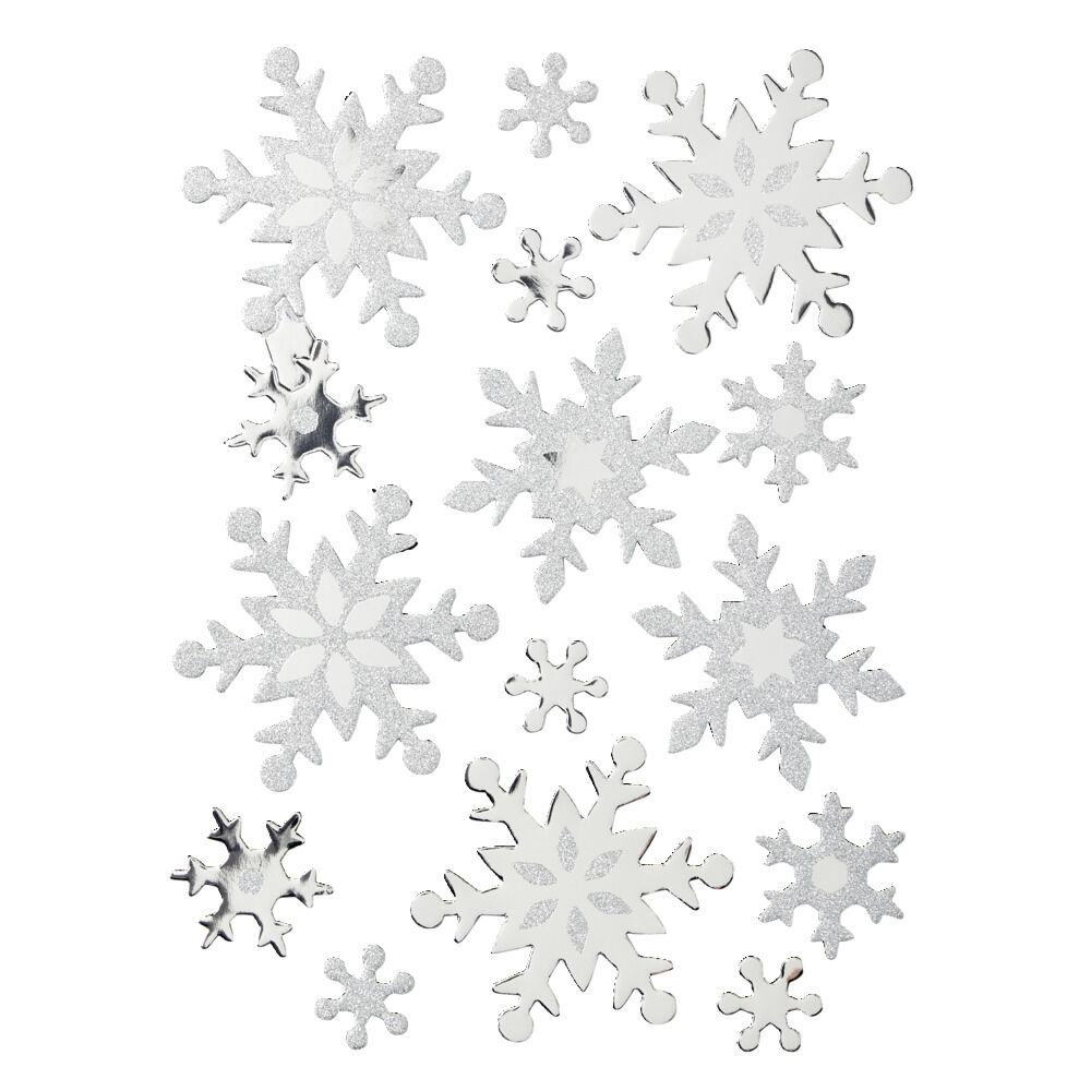 Sticker de No&euml;l flocon de neige gris argenté (2 modèles)