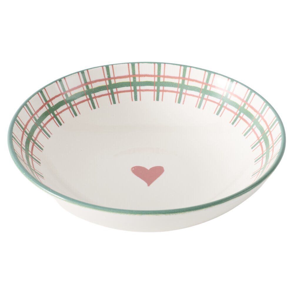 Assiete creuse imprimé coeur contour motif jacquard faïence Ø21 cm