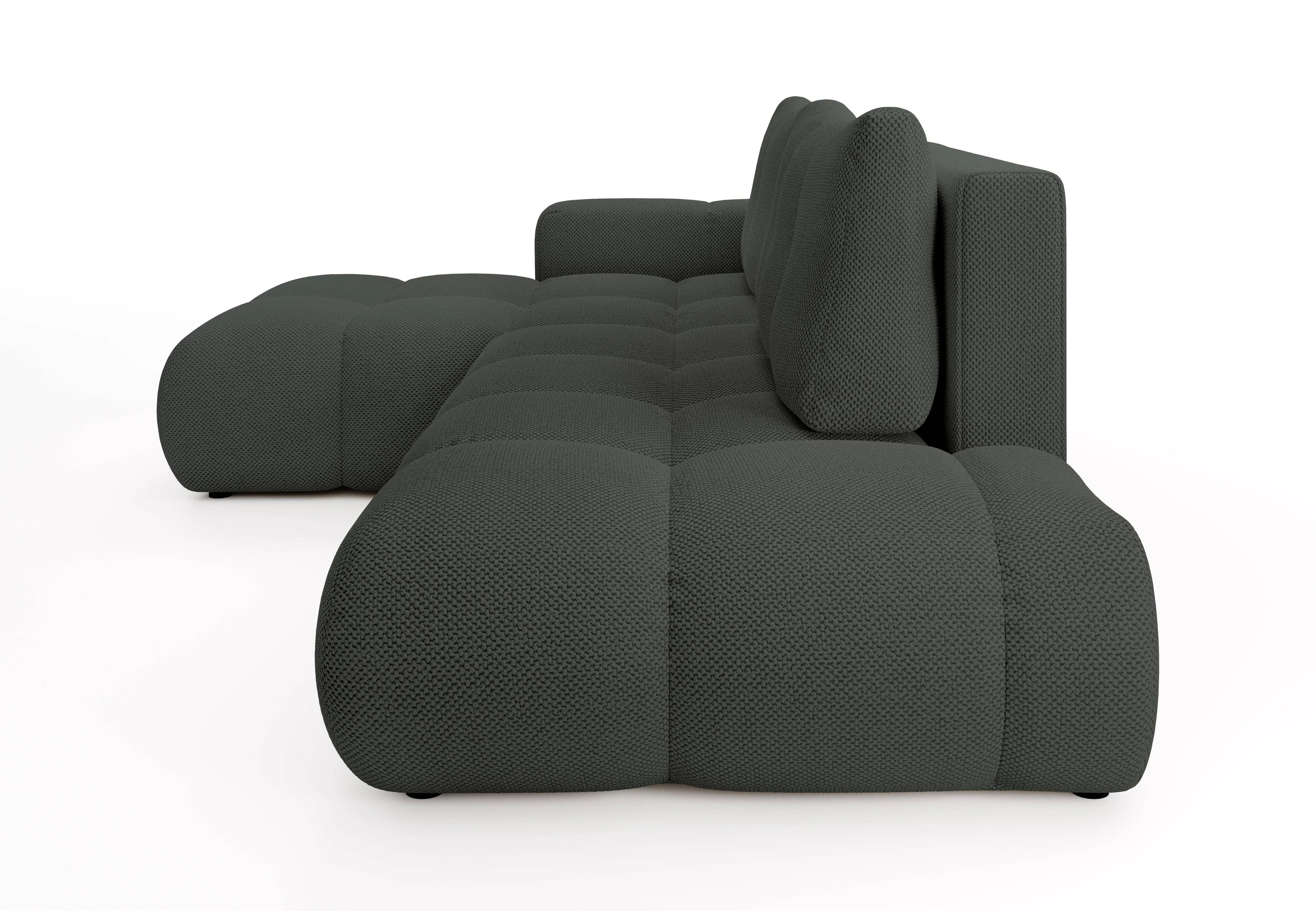 Hoekbank SOLA met slaapfunctie links chenille bouclé