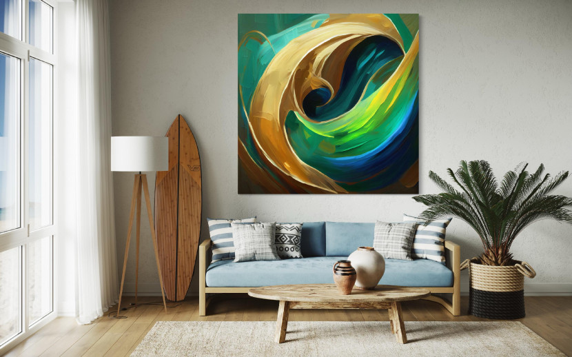 Feeby Obraz na płótnie, Turkusowa abstrakcja akwarelowa 30x30