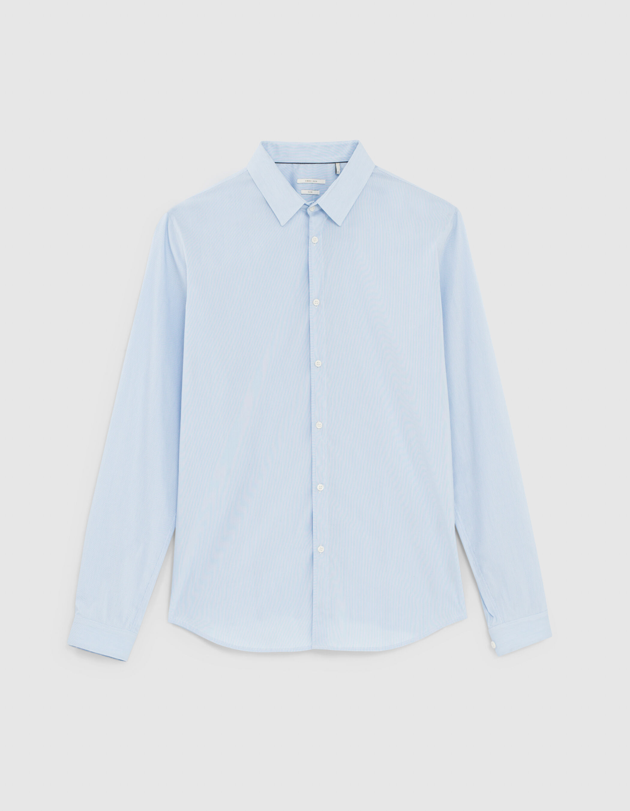 Chemise SLIM bleu ciel à fines rayures Homme