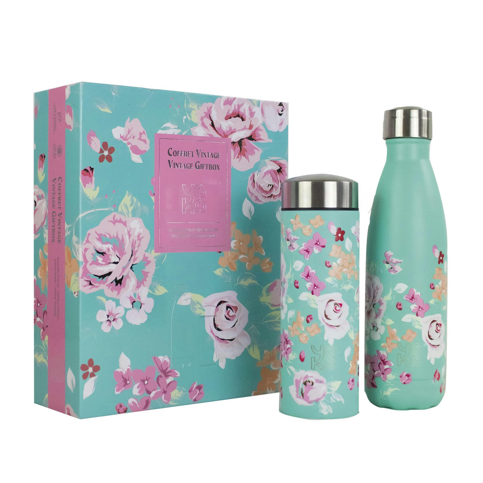 - Coffret 1 Bouteille 500 ml et 1 théière 350 ml - "Vintage"