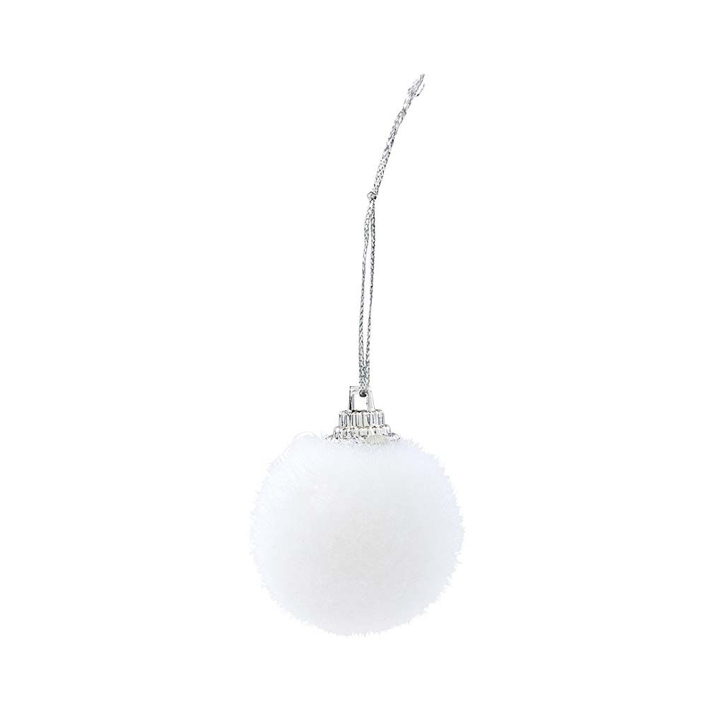 Suspension boule de No&euml;l blanche et pomme de pin argentée x10