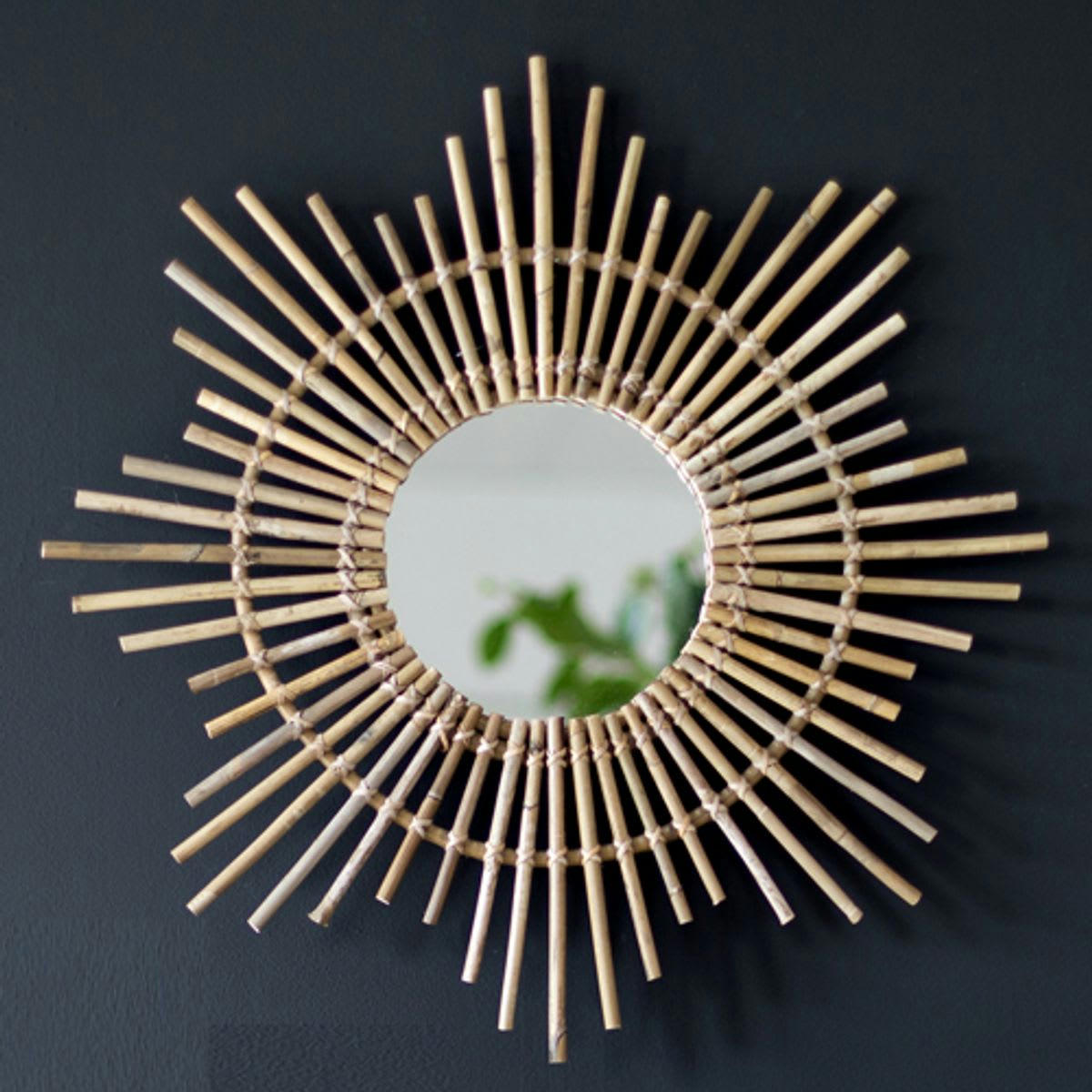 MOKA - Miroir rond en rotin -57.000x0.000 cm - Bois clair - Rotin