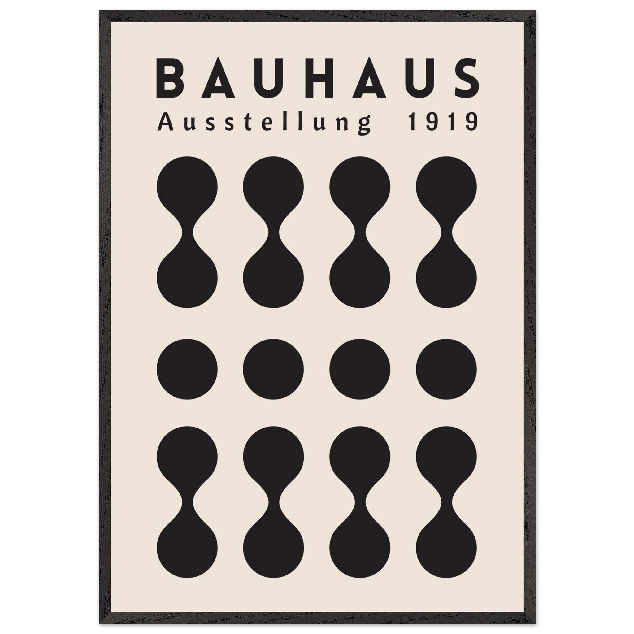 Artfulprints Poster met Lijst Bauhaus - Ausstellung 1919  - 70x100 cm - Zwart / Wit