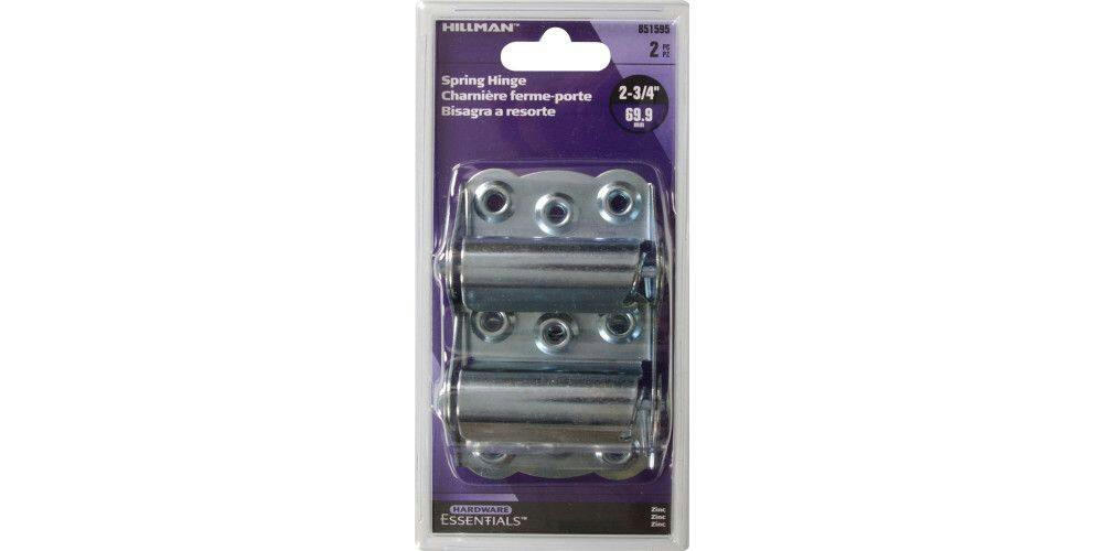 Hillman Self-Closing Spring Hinge, For Surface Mounting, No Mortise Required, Zinc-Plated, 2-3/4-in