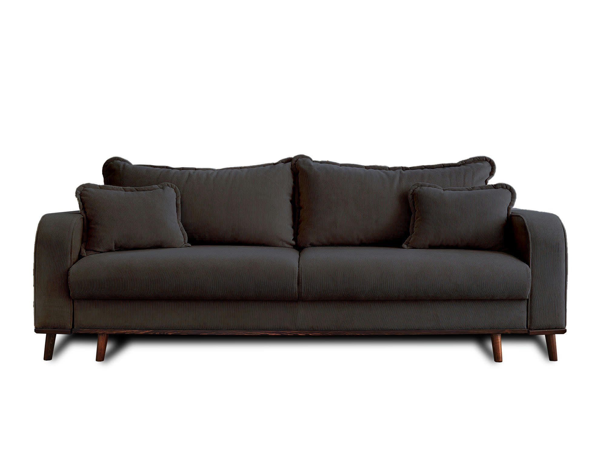 BILLIE - Canapé droit convertible 3 places en velours côtelé gris foncé