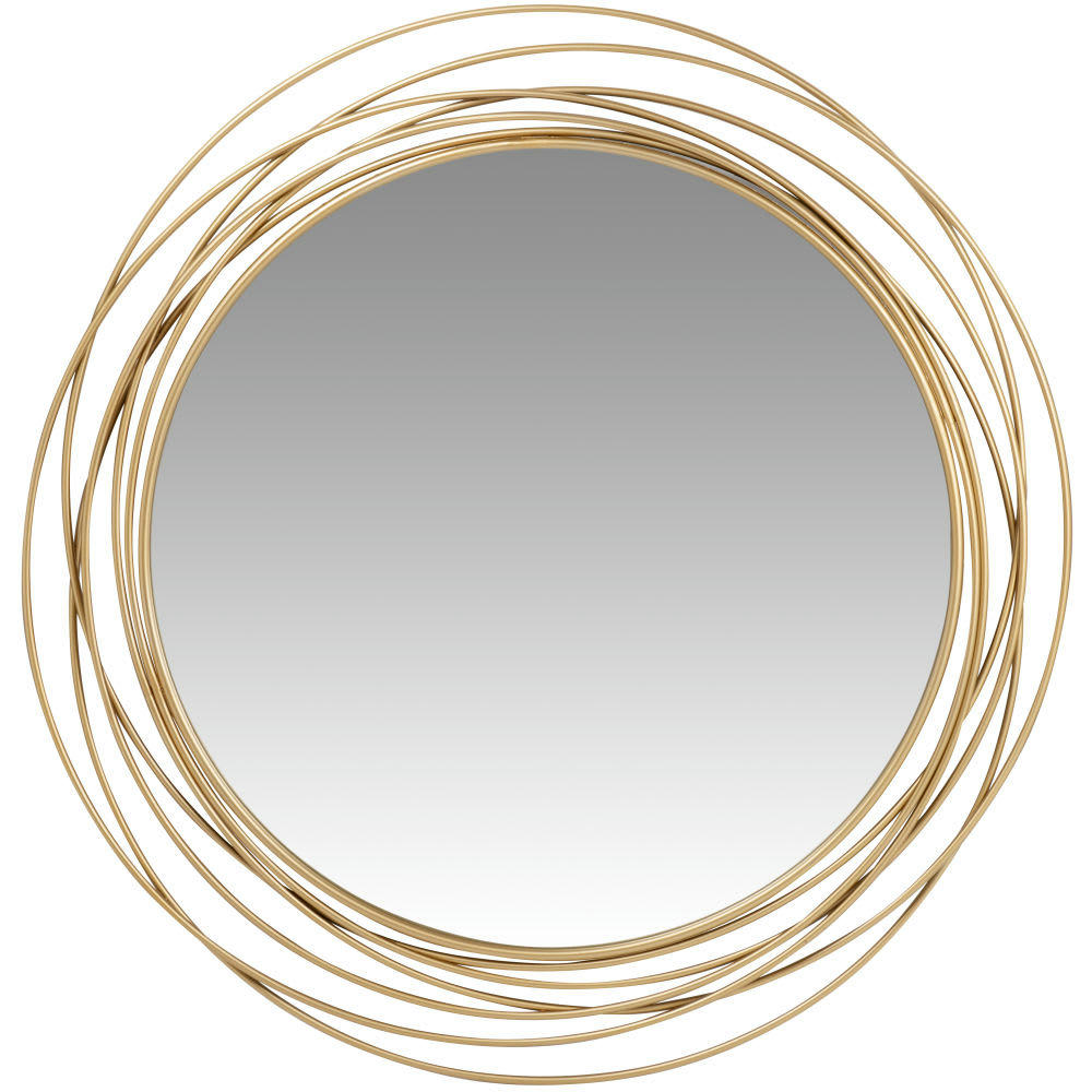 DUBAI - Miroir rond en métal filaire doré 91x94