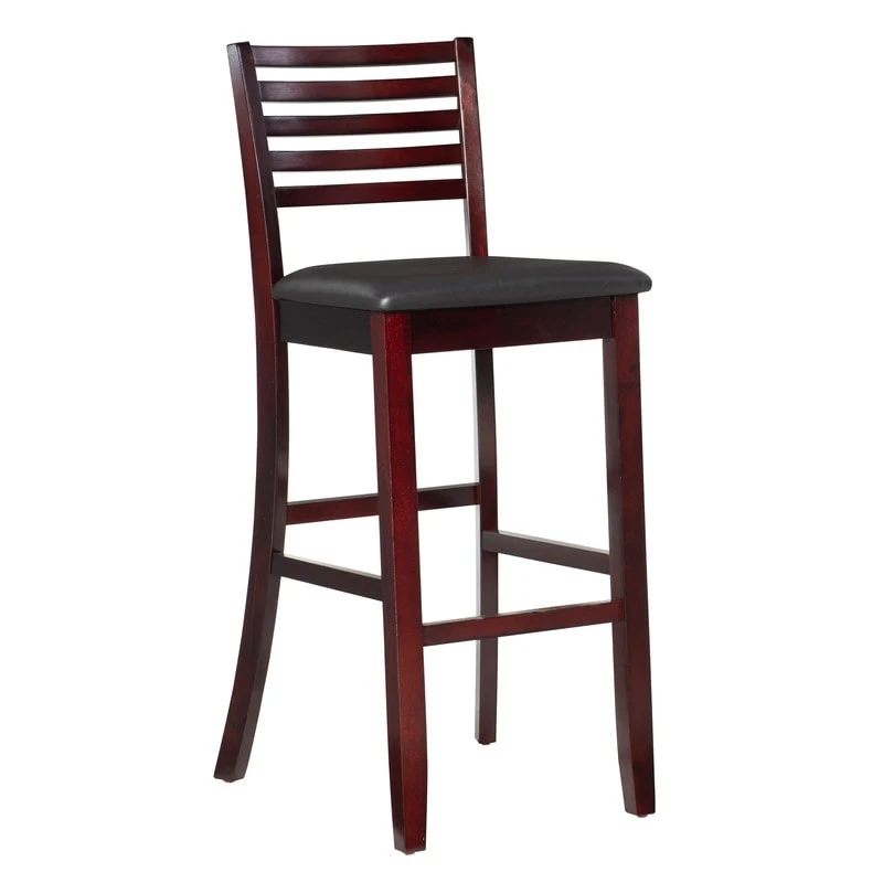Linon Pitchfork Espresso Ladder Back Bar Stool