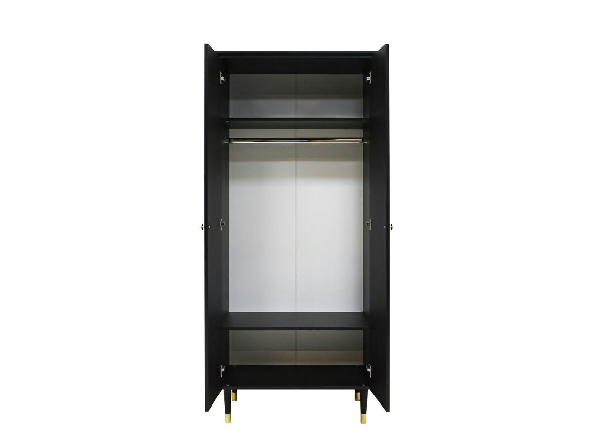 CLOË - Armoire 2-portes en MDF et panneaux de particules noir mat