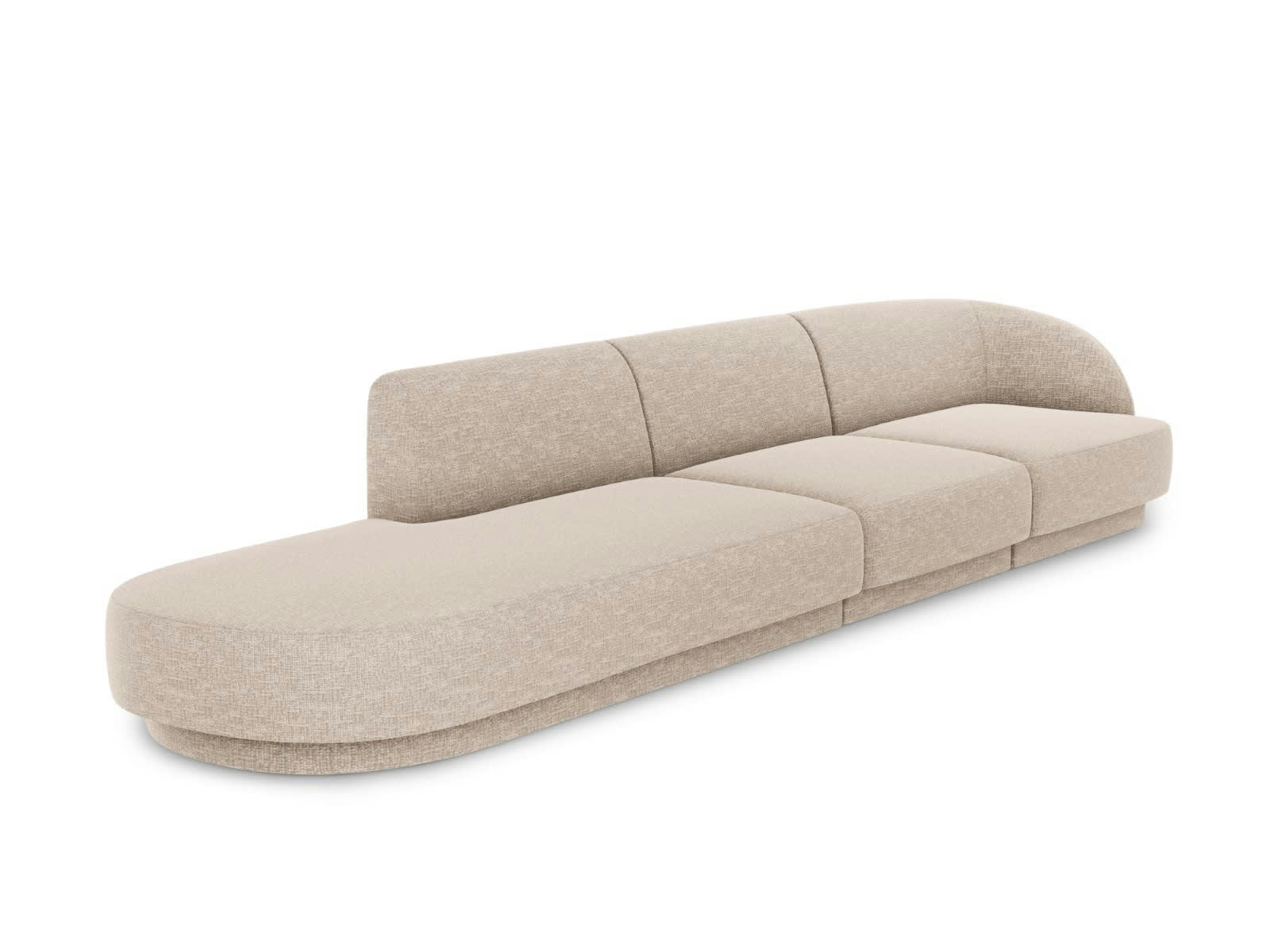 MILEY - Canapé gauche 4 places en tissu chenille beige