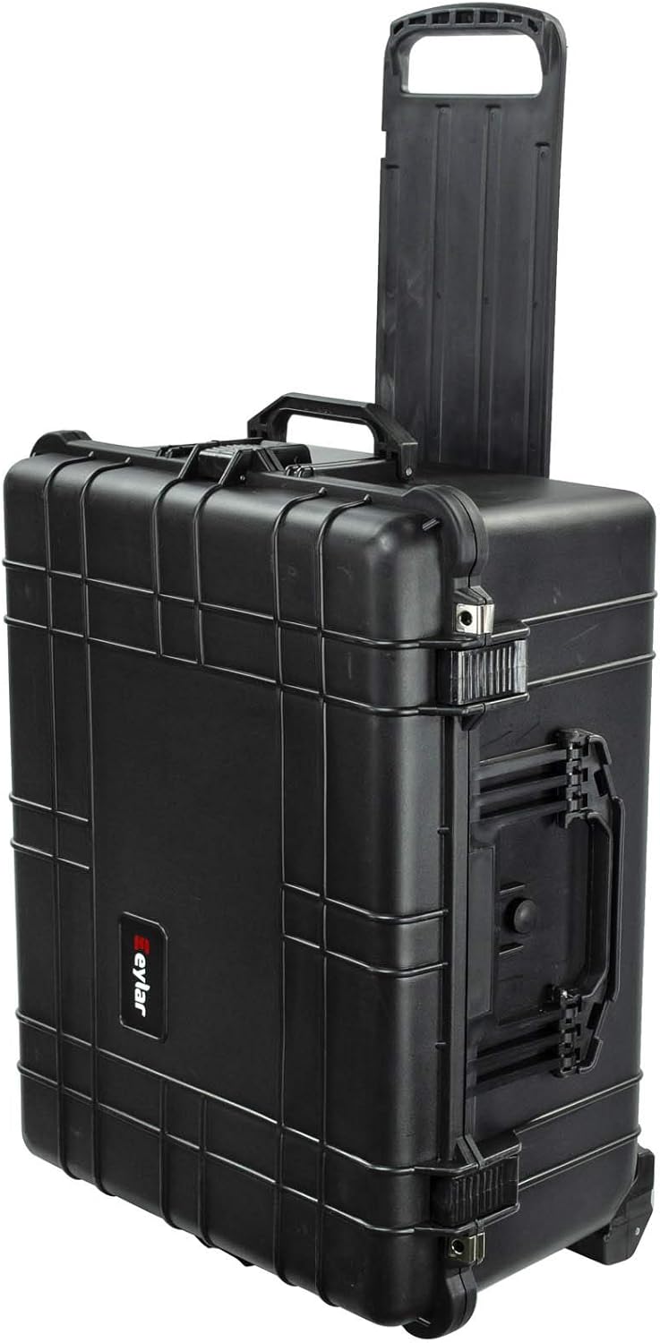Eylar XL 23.75 Protective Roller Camera Hard Case for Cameras  Drones  Tools  and AV Equipment with IP67 Waterproof  Shock Resistant  and Customizable Foam Inserts (Black)