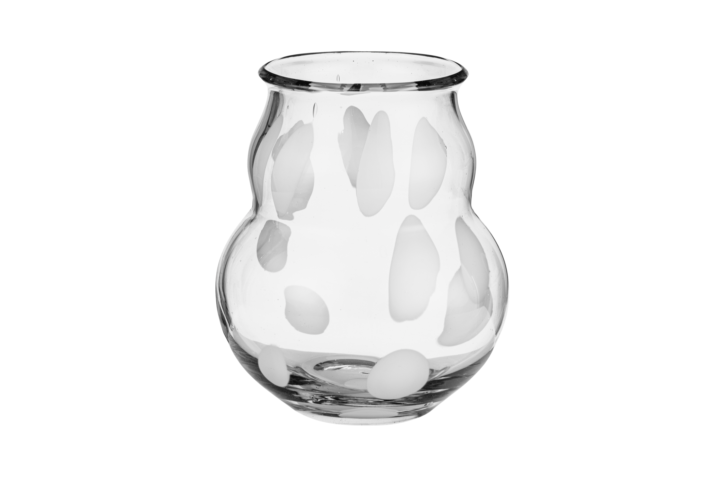 noo.ma Dam handgeblazen glazen vaas - White Spots, 25,5 x 25,5 x 27 cm