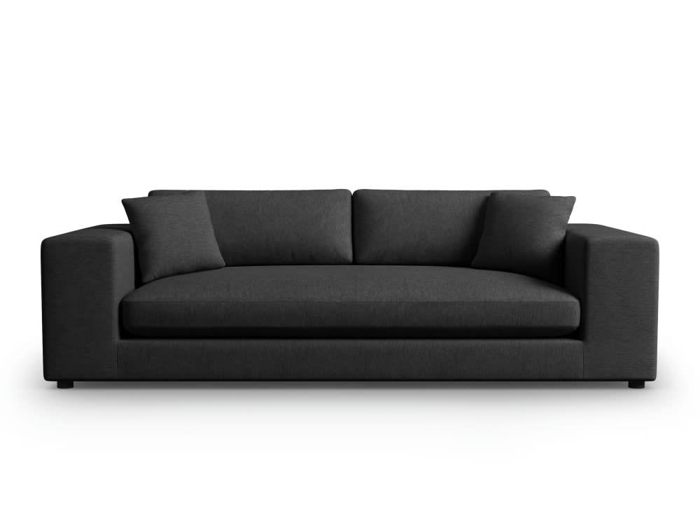 TENDANCE - Canapé 4 places en tissu structuré noir