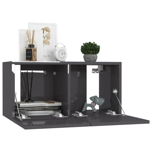 NNEVL TV Cabinets 4 pcs High Gloss Grey 60x30x30 cm Chipboard