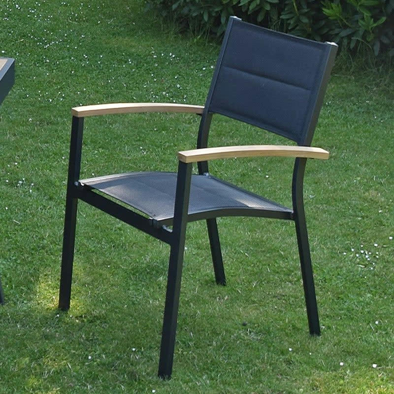 CASABLANCA - Fauteuil teck et alu noir