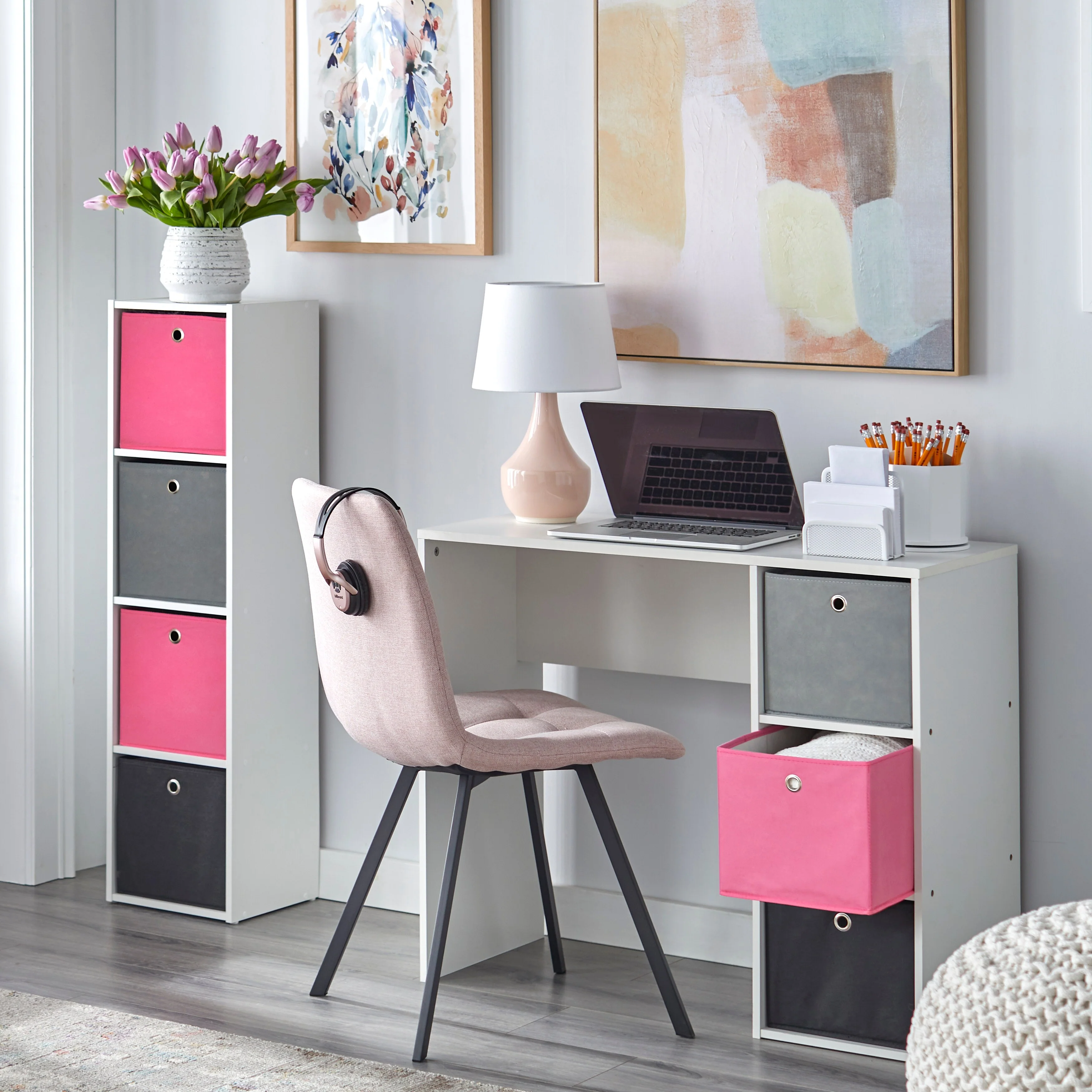 Simple Living Jolie Pink Writing Desk and Bookcase Set