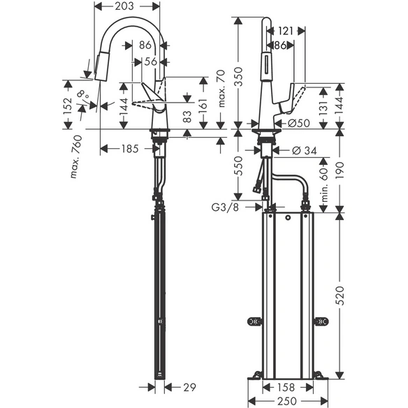 Armatur, »Talis M51«, Laminarstrahl, Ausladung 185 mm, rund