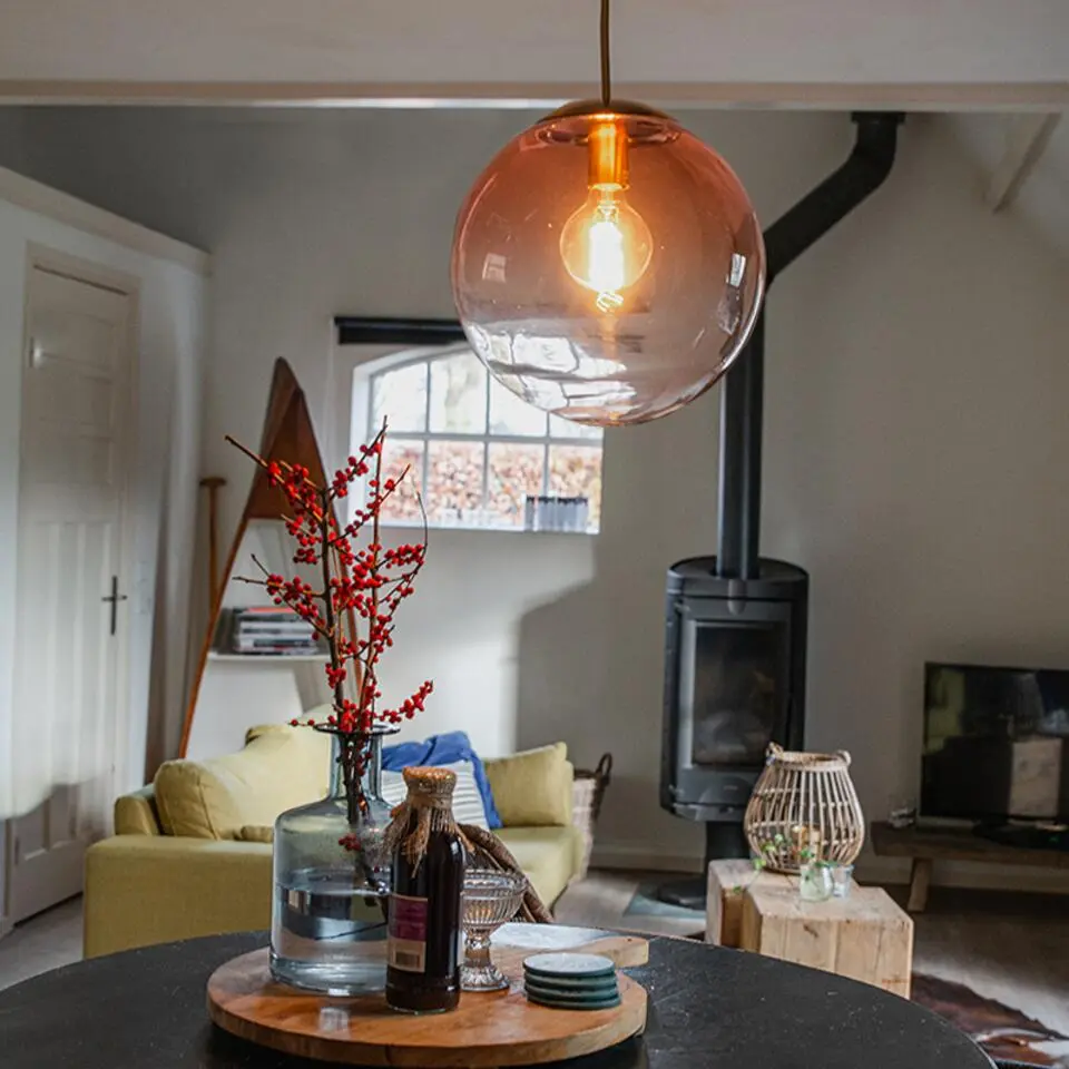 Qazqa hanglamp pallon roze e27