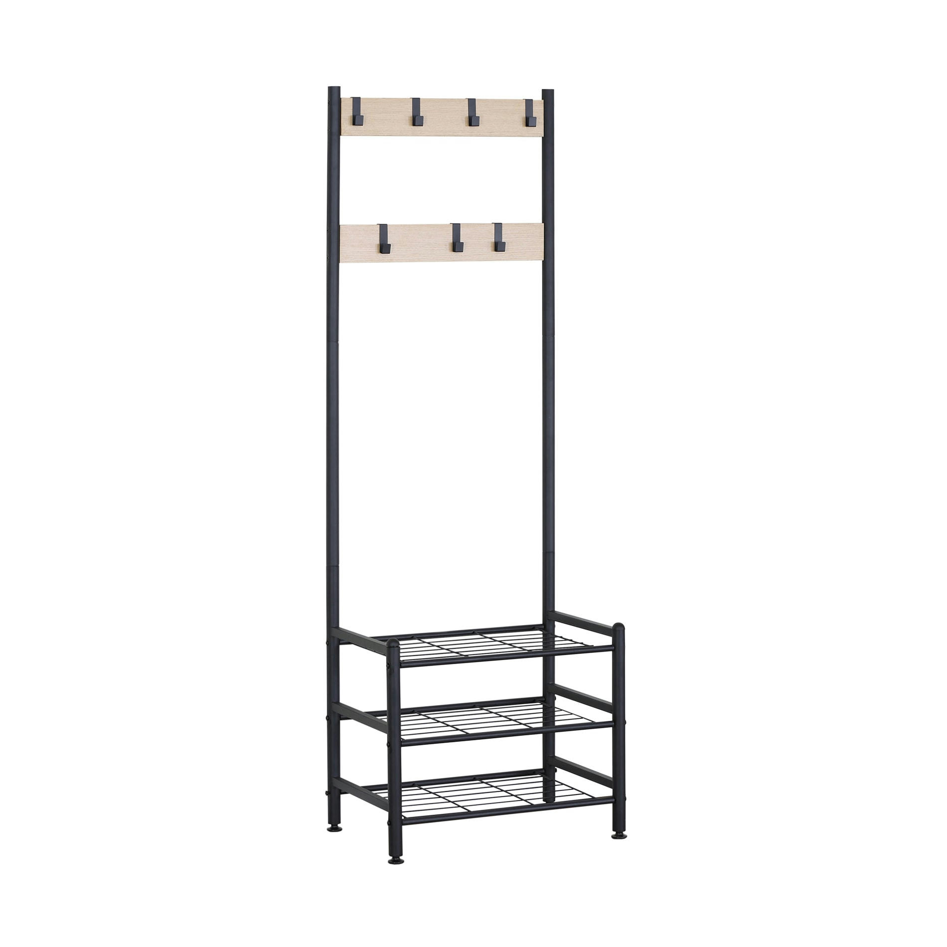 LOFT - Meuble d'entrée avec 3 étagères en aggloméré et métal noir et beige