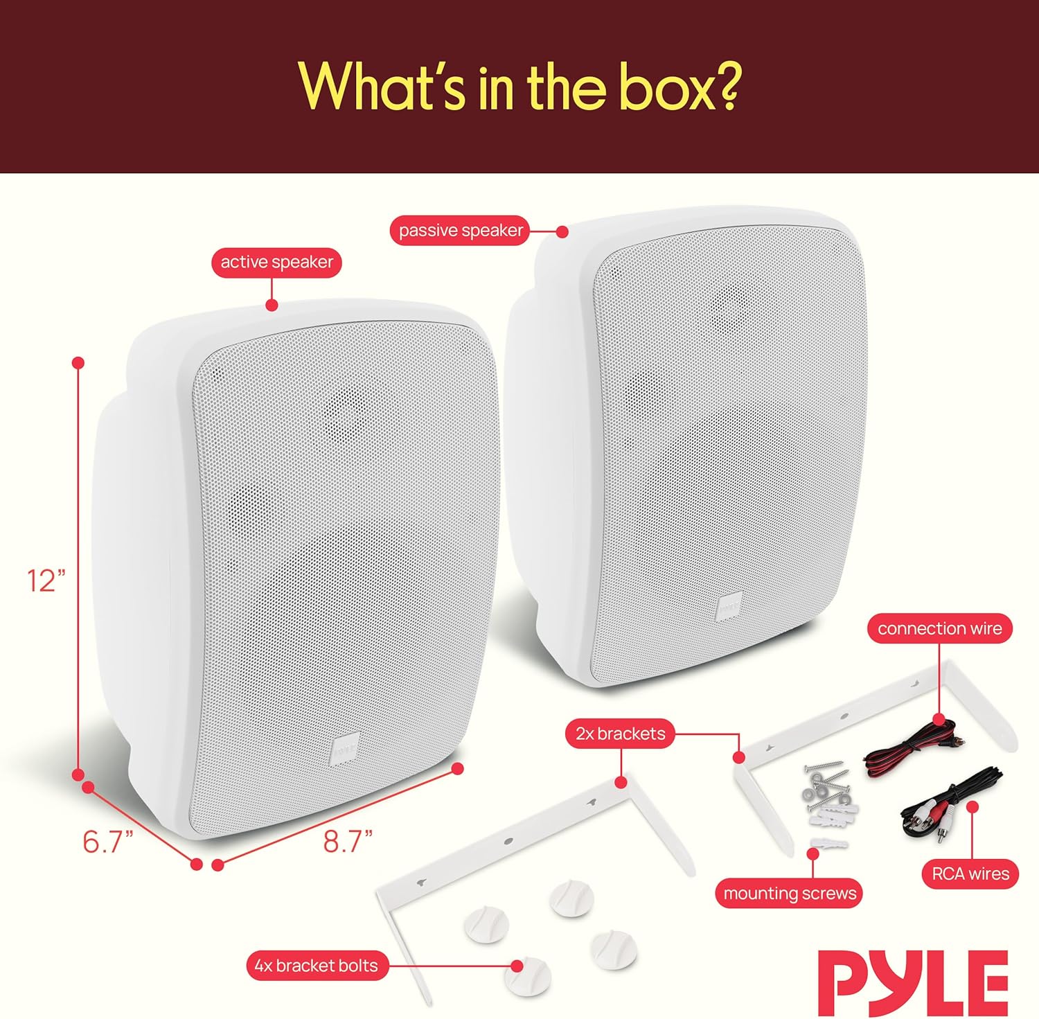 Pyle Home PDWR64BTW 6.5 Indoor/Outdoor 800-Watt Bluetooth Speaker System (White)