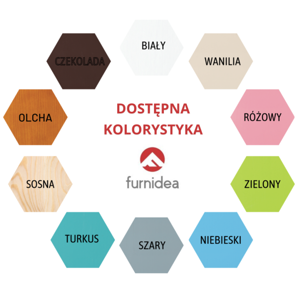 Drewniane Łóżko Piętrowe TYMEK 200 cm WANILIA 9 KOLORÓW