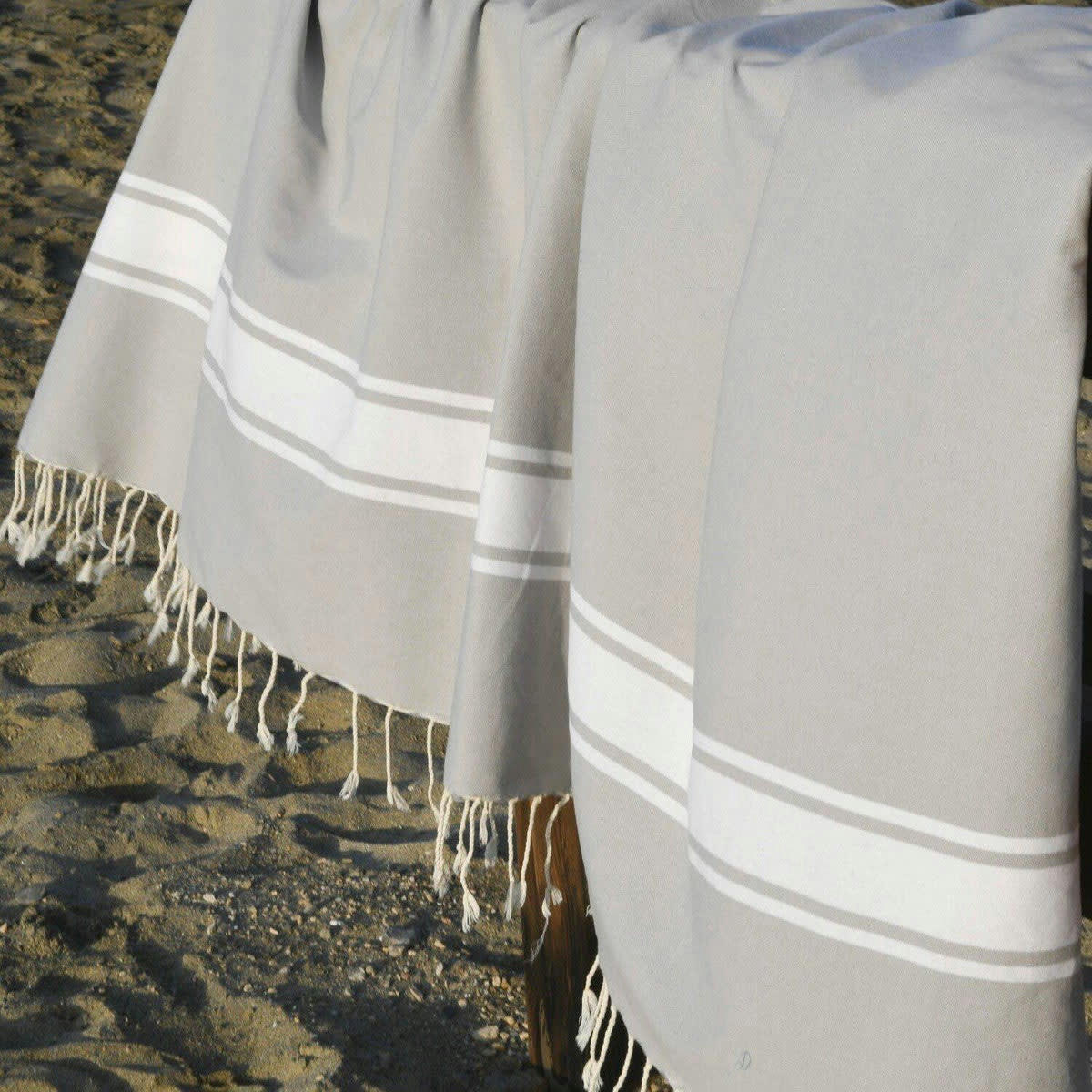 ST TROPEZ - Fouta XXL coton  200x200 gris perle
