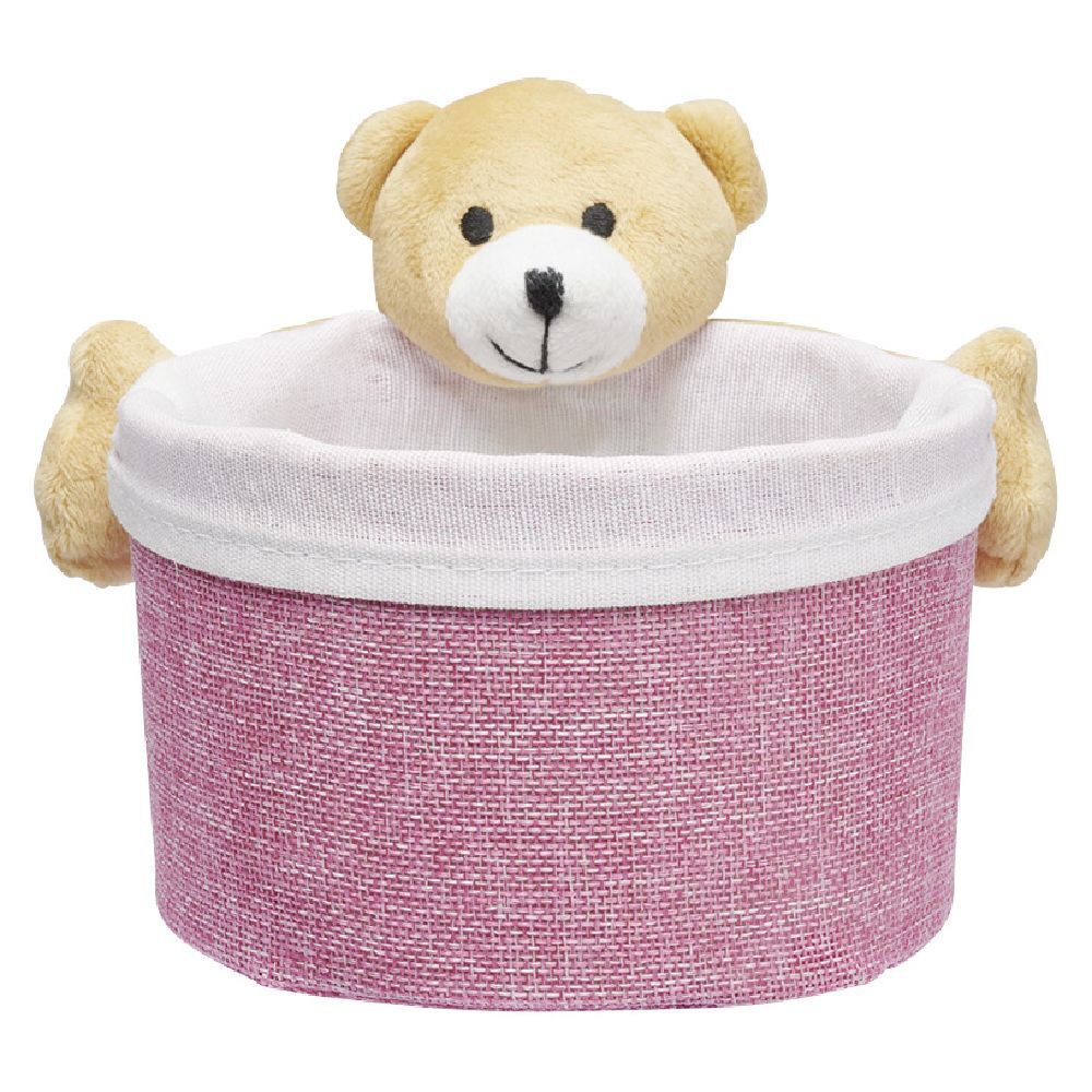 Panière ronde avec peluche animal Ø15 x H.14 cm