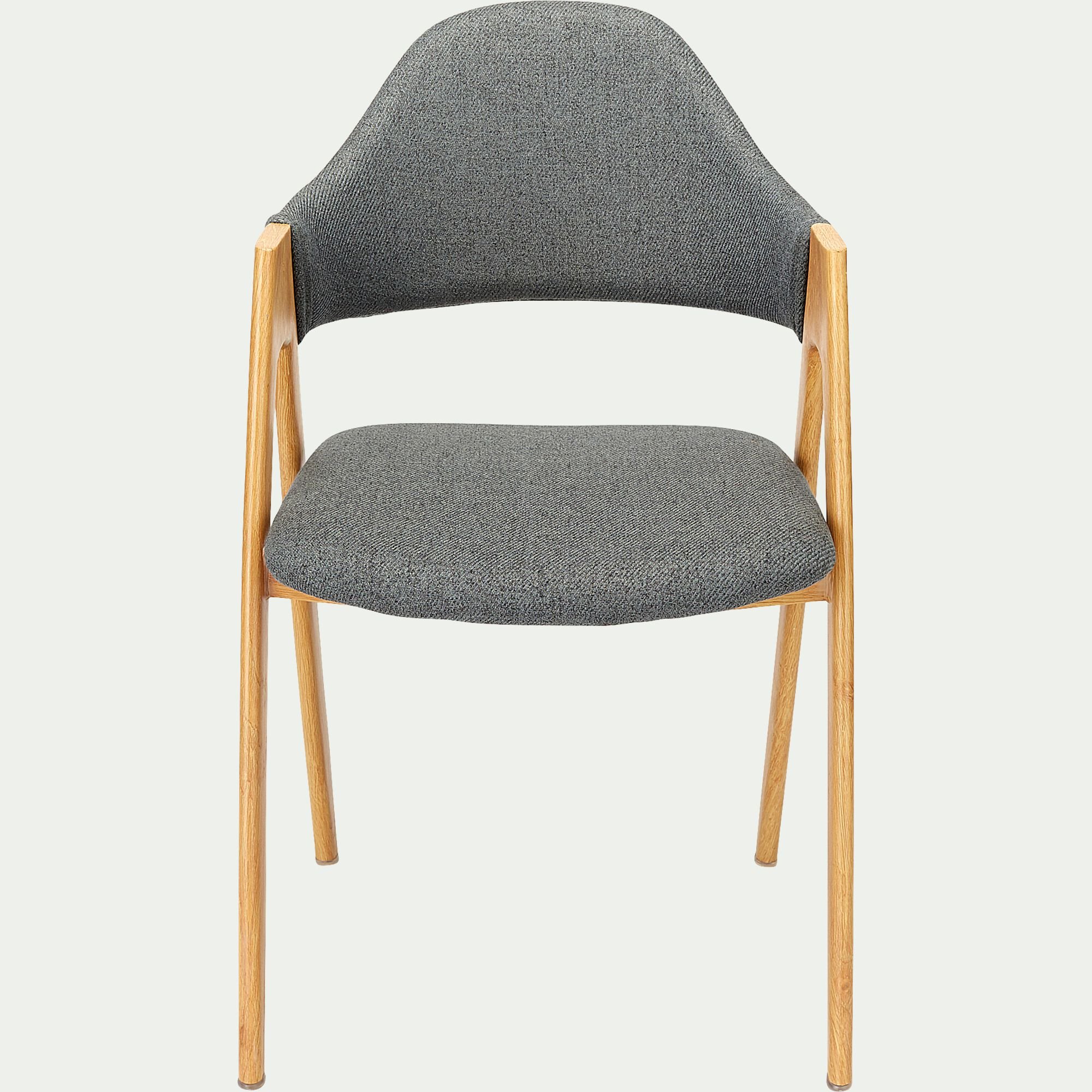GARETTE - Chaise en tissu et effet bois clair avec accoudoirs - gris ardoise