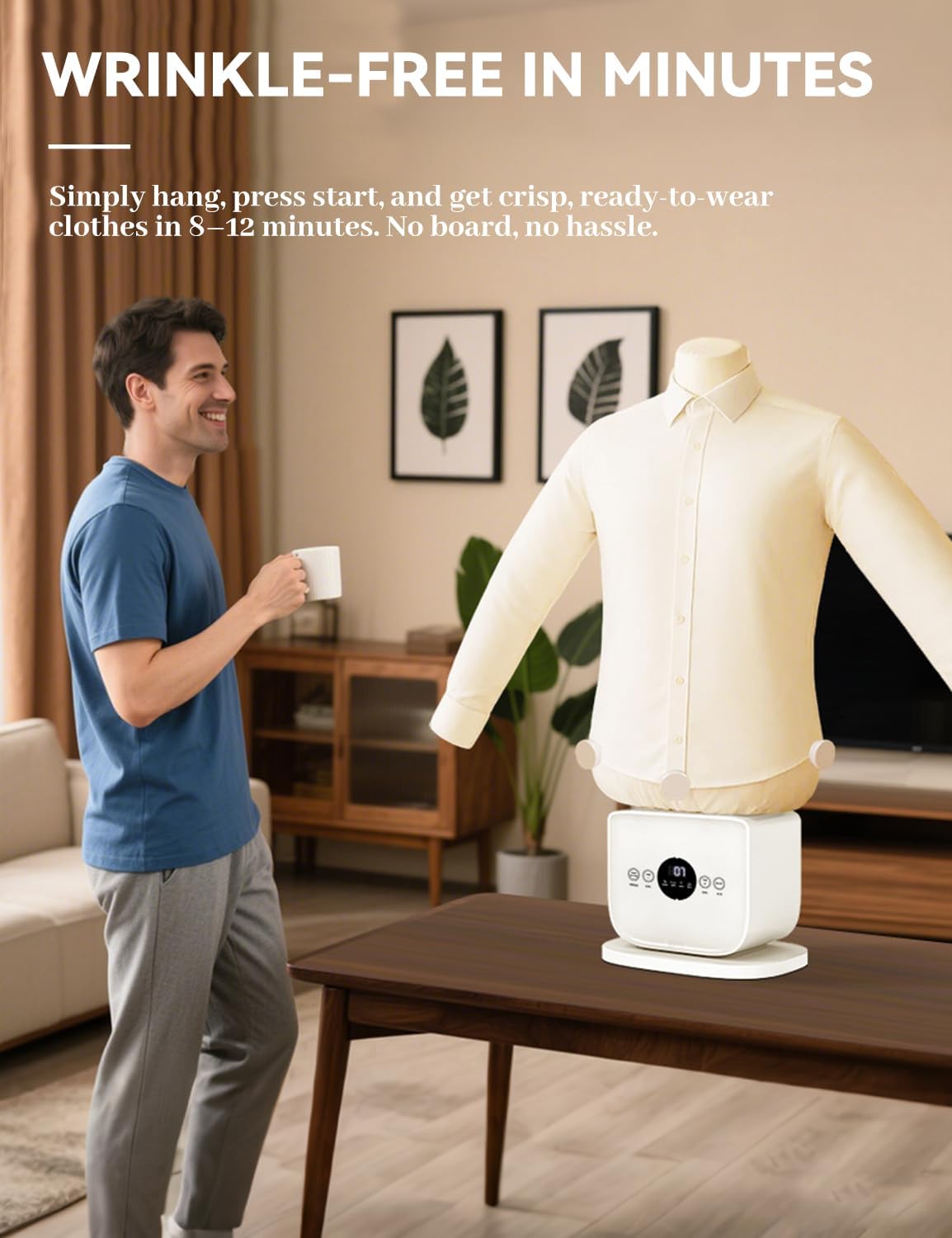Automatic Ironing Machine - 2026 Upgraded 2-in-1 Touched Hands-Free Automatic Steam Ironm, 8 Minutes Quick Ironed Dry, Steamer 360° Without Blind Spots Drying for Shirts, Pants & Shoes(Basic)