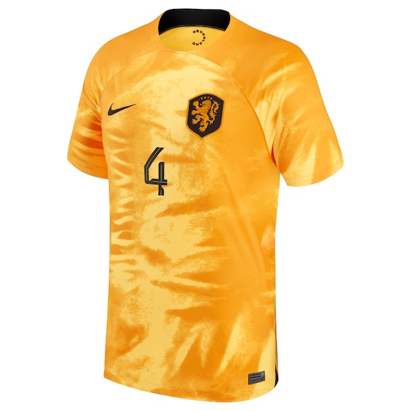 Virgil Van Dijk Netherlands National Team Nike 2022/23 Home Breathe Stadium Replica Player Jersey - Orange