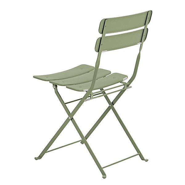 Lot de deux chaises pliantes en acier vert tilleulOviala