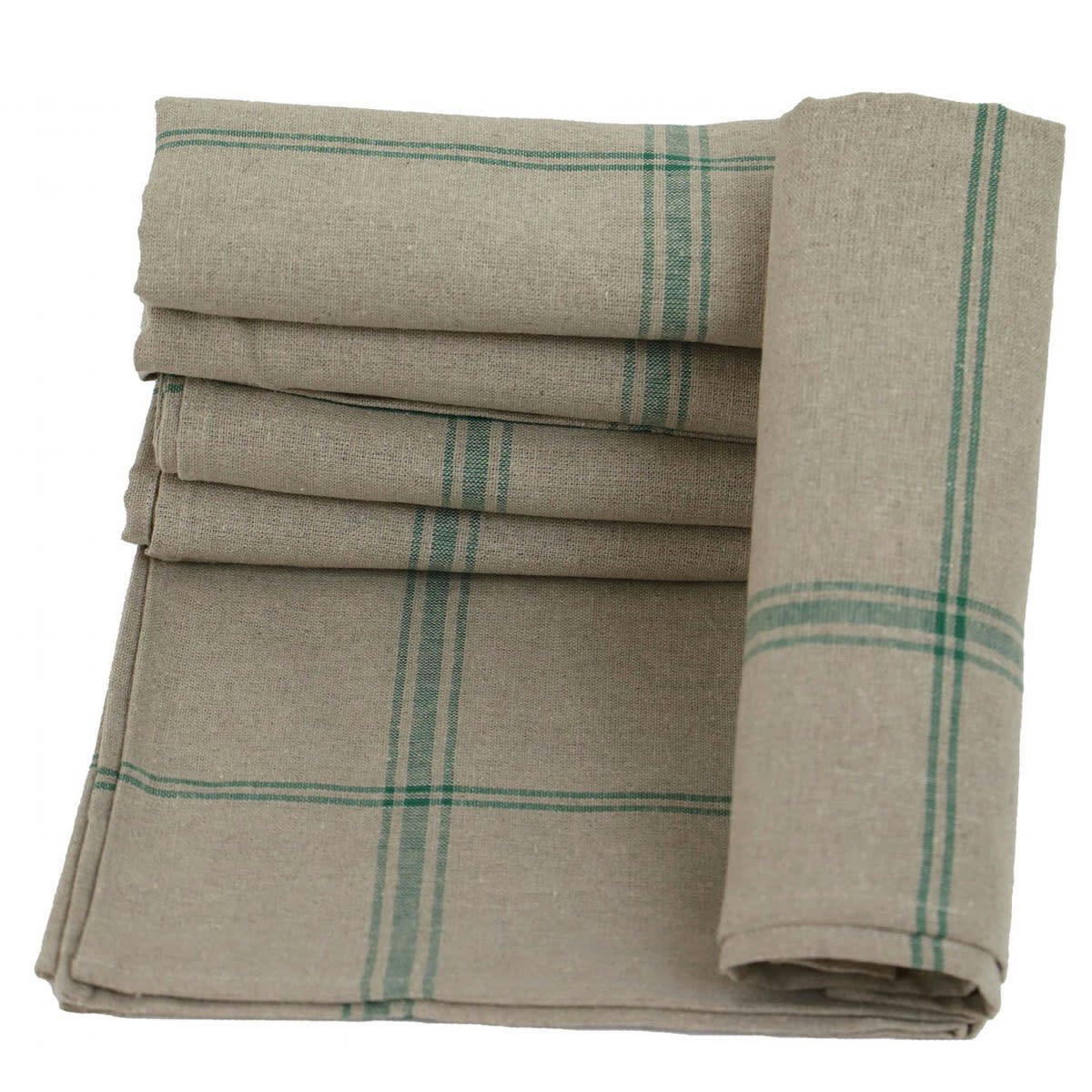 TORCHONS PAR 6 NORMANDIE - NORMANDIE : Lot de 6 torchons de cuisine pur Lin vert 50x75