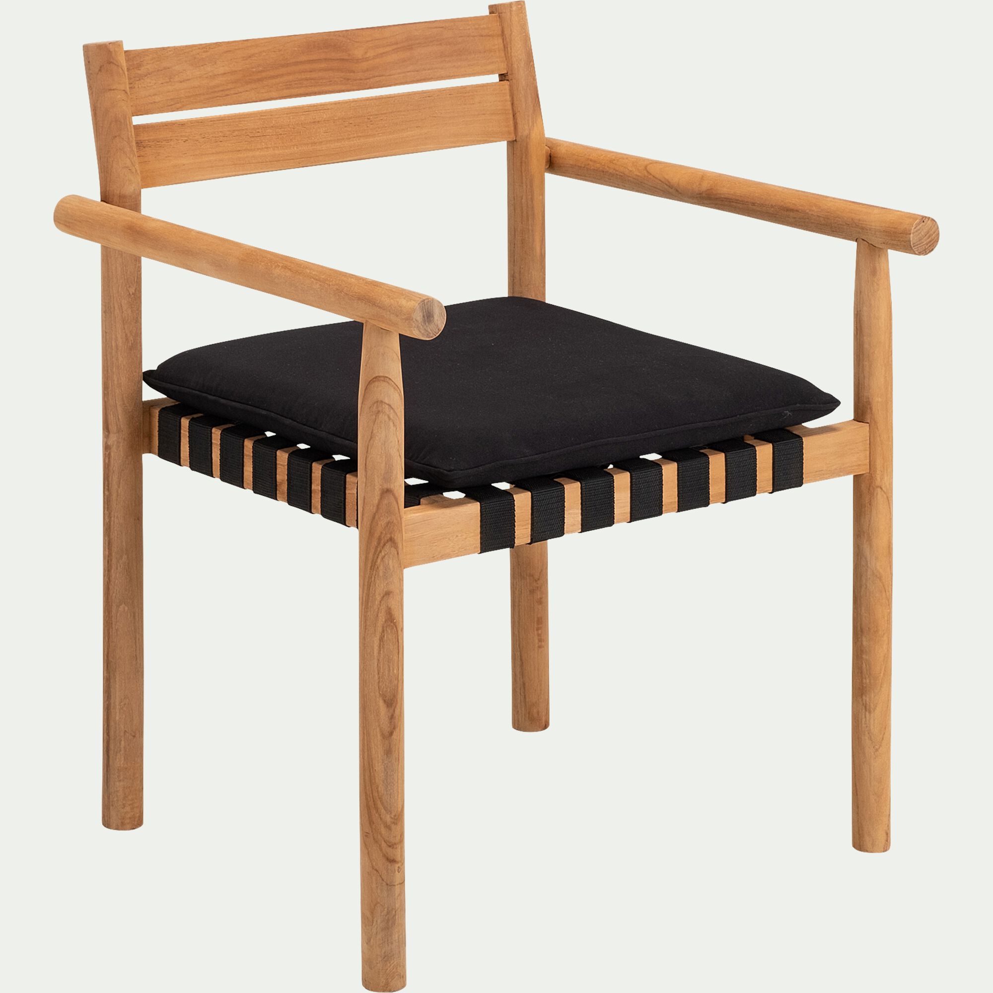 LIMYA - Fauteuil de jardin à sangles en teck - bois clair