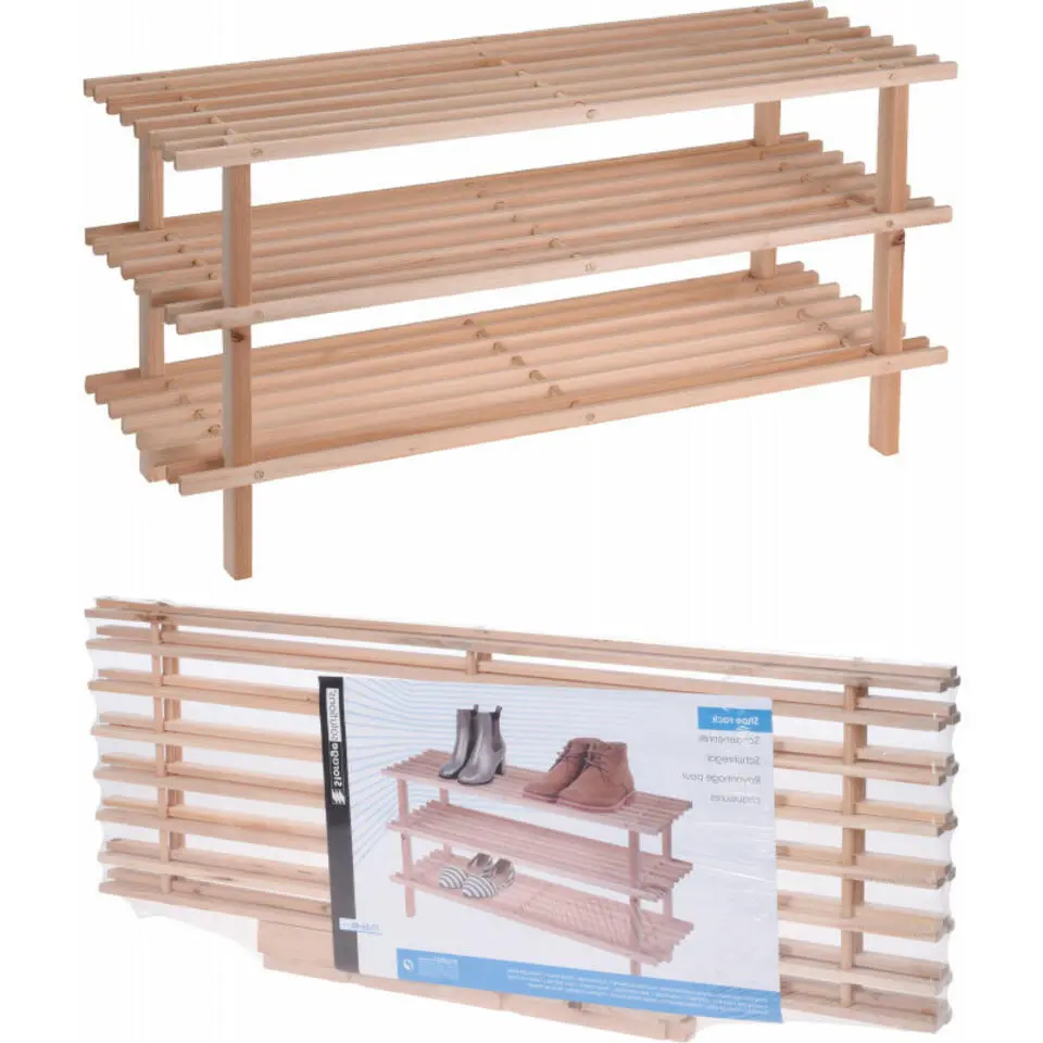 Schoenenrek - hout - 3-laags - 77 x 26 x 40 cm