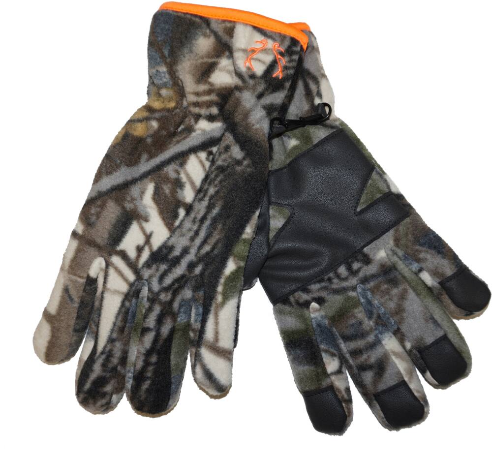 Hot Shot Men's Warm Insulated Fleece Hunting Gloves with Non-Slip Palm, Camo/Blaze Orange