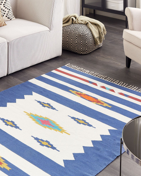 Dywan bawełniany kilim 140 x 200 cm wielokolorowy