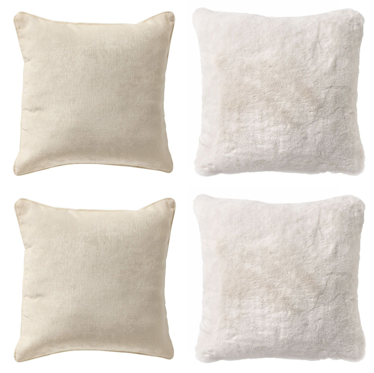 KUSSENSET - 4-delig - Soft Elegance - 45x45 cm - inclusief binnenkussens - wit